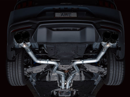 AWE Track Edition Exhaust for S650 Ford Mustang GT Fastback - Quad Diamond Black Tips image 9