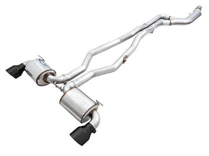 AWE Non-Resonated Touring Edition Exhaust for A90 Supra - 5" Diamond Black Tips image 1