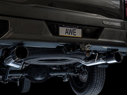 AWE 0FG Catback Split Rear Exit Exhaust for 4th Gen Silverado/Sierra 1500 5.3L (Flat Bumper) - Dual Diamond Black Tips image 9