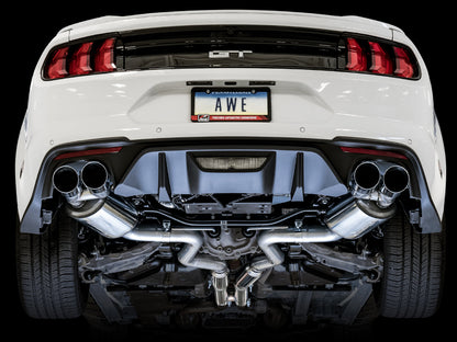 AWE Touring Edition Cat-back Exhaust for the '18-'23 S550 Mustang GT - Quad Chrome Silver Tips image 4