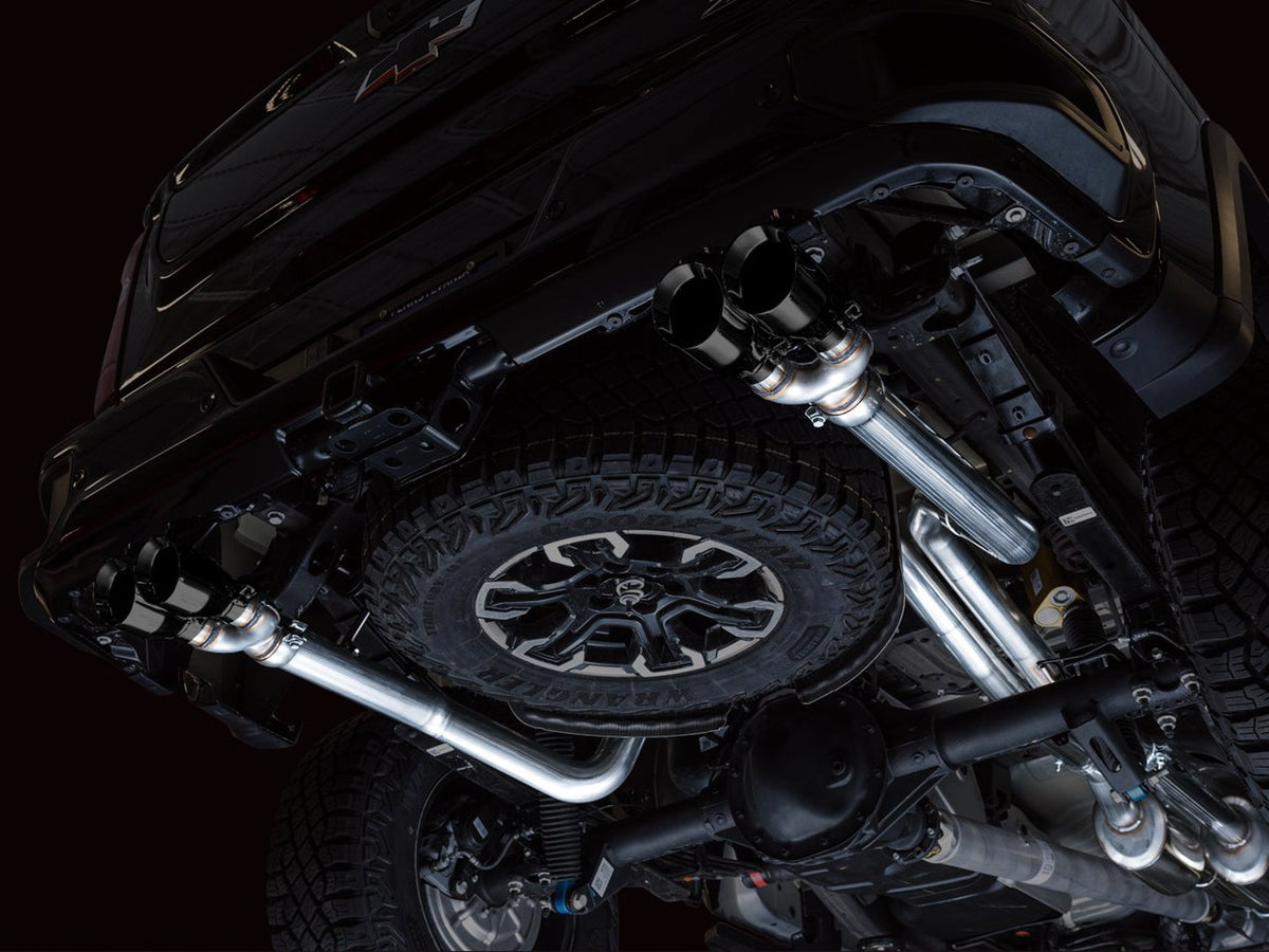 AWE 0FG Catback Exhaust for Silverado ZR2/Sierra AT4X - Quad Diamond Black Tips image 5