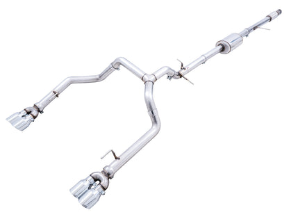 AWE 0FG Catback Split Rear Exit Exhaust for 4th Gen Silverado/Sierra 1500 5.3L (With Bumper Cutouts) - Quad Chrome Silver Tips image 1