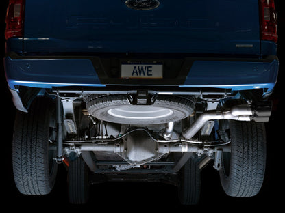 AWE 0FG Dual Side Exit Exhaust for '21+ Ford F-150 - 4.5 Diamond Black Tips image 5