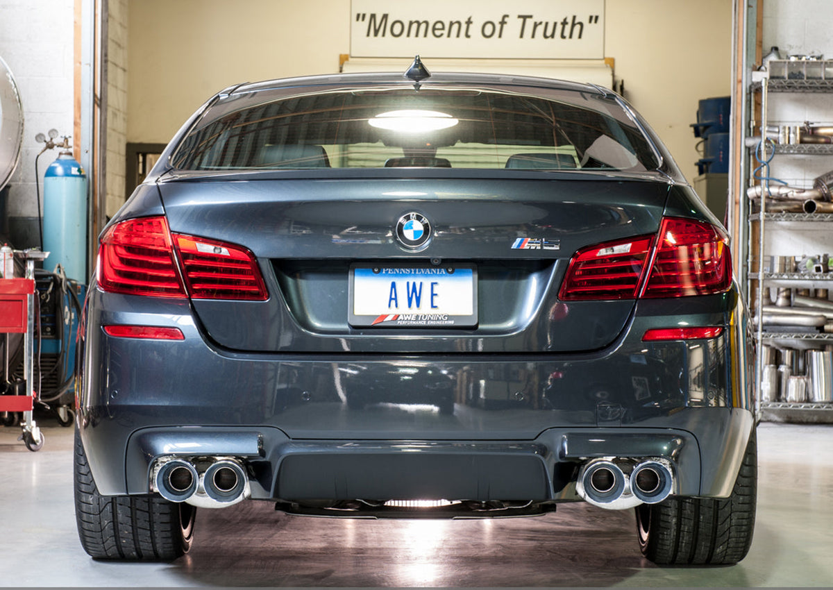 AWE Touring Edition Axle Back Exhaust for BMW F10 M5, Chrome Silver Tips image 2