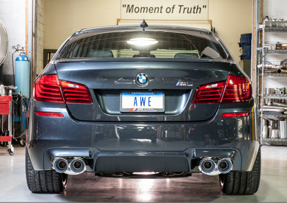 AWE Touring Edition Axle Back Exhaust for BMW F10 M5, Chrome Silver Tips image 2