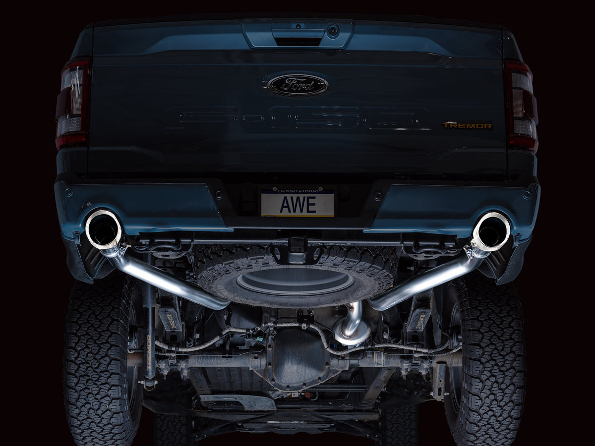 AWE 0FG Resonated Catback for '21+ Ford F-150 Tremor (With Bumper Cutouts) - Chrome Silver Tips image 11