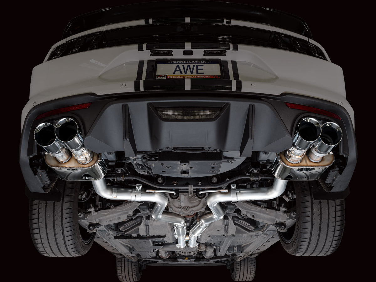 AWE SwitchPath™ Cat-back Exhaust for '18-'23 S550 Mustang GT - Quad Chrome Silver Tips image 9