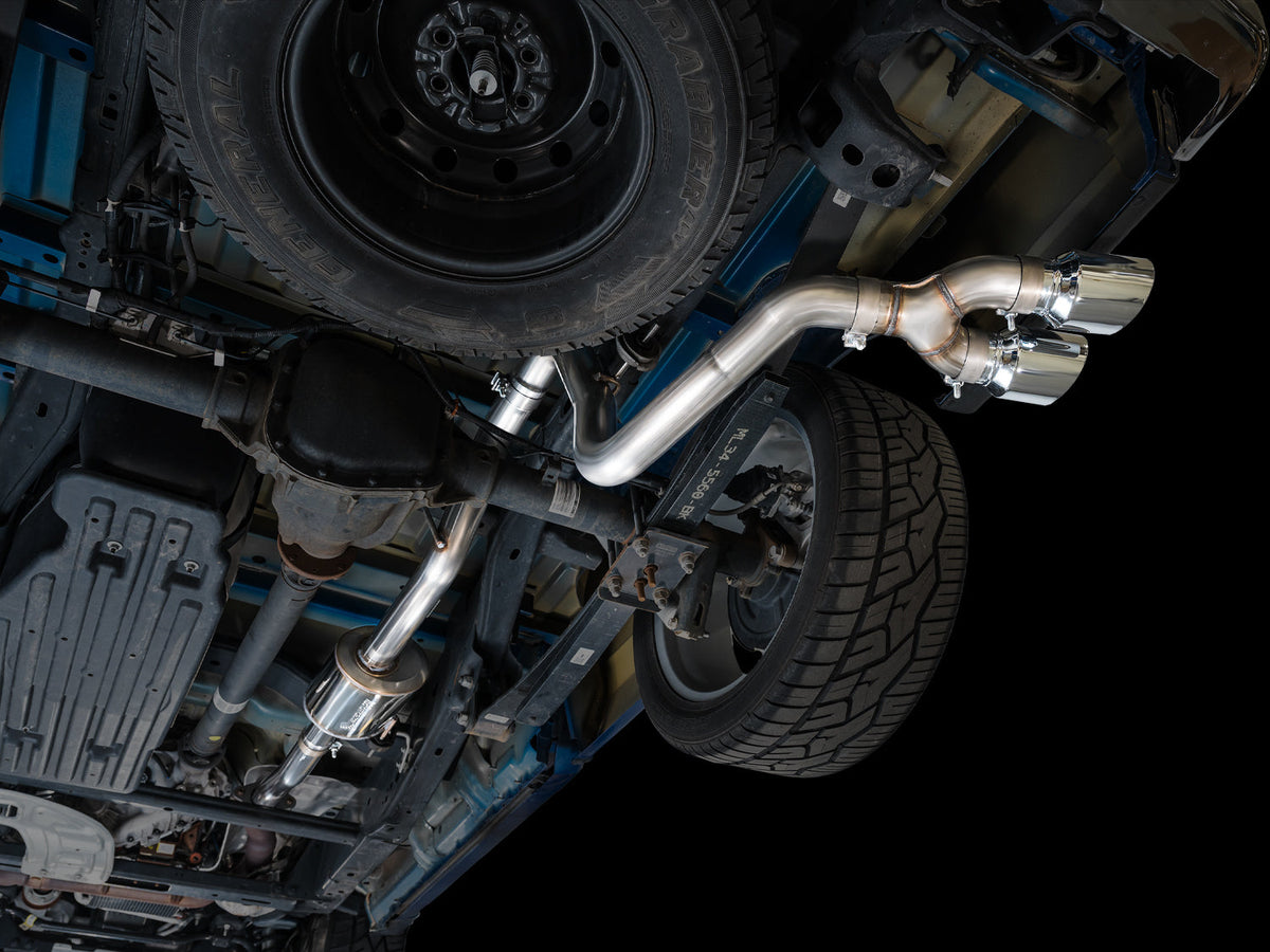 AWE 0FG Dual Side Exit Exhaust for Ford F-150 Regular Cab - 4.5 Chrome Silver Tips image 2
