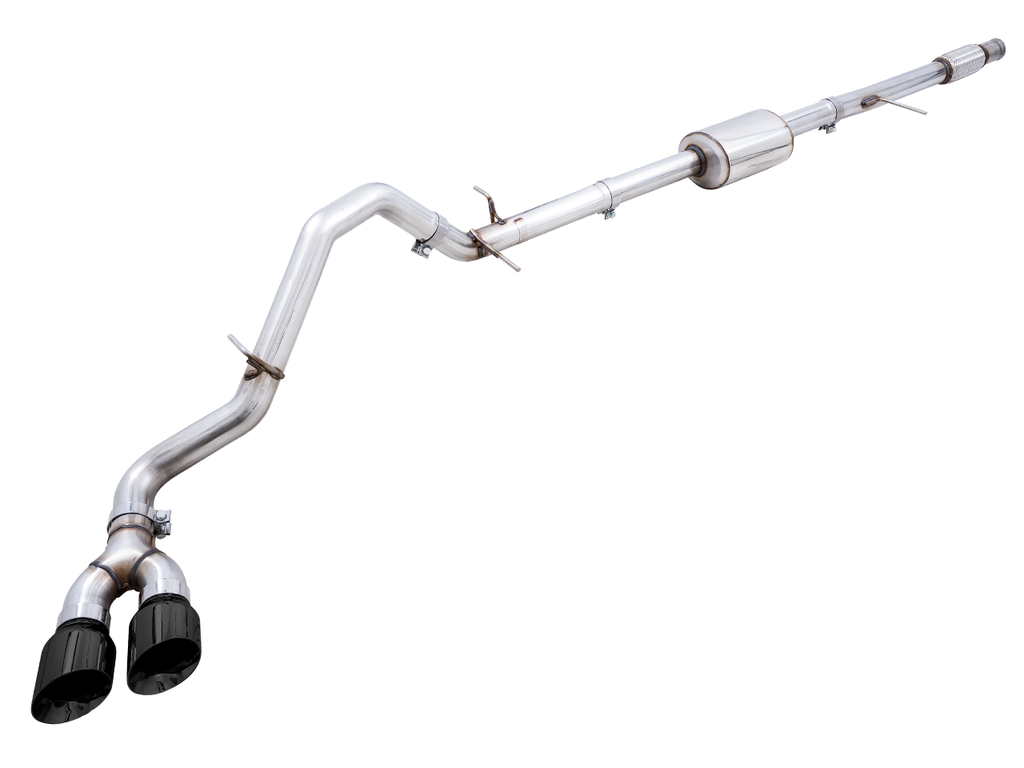 AWE 0FG Catback Dual Side Exit Exhaust for 4th Gen Silverado/Sierra 1500 5.3L (Flat Bumper) - Diamond Black Tips image 1