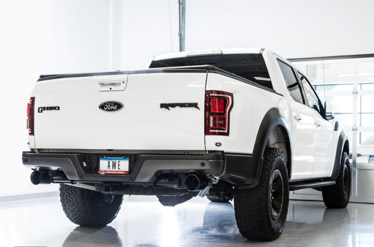 AWE 0FG Exhaust for Gen 2 Ford Raptor (Resonated Performance Cat-back) - Diamond Black 5 Tips image 3