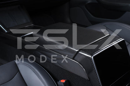 2020-Up Tesla Model 3 Y Carbon Fiber Interior Center Armrest Cover image 33