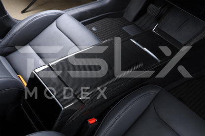 2020-Up Tesla Model 3 Y Carbon Fiber Interior Center Armrest Cover image 34