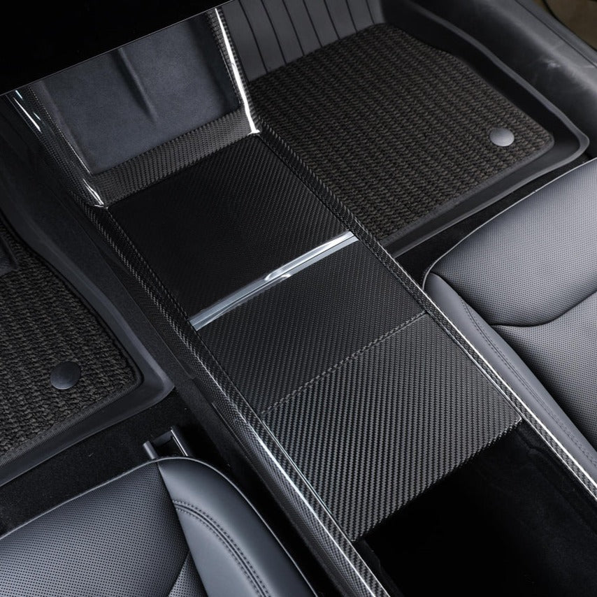 2024-Up Tesla Model 3, 2025-Up Model Y Carbon Fiber Interior Central Storage Box Cover image 2