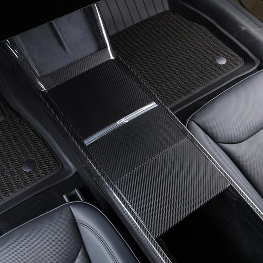 2024-Up Tesla Model 3, 2025-Up Model Y Carbon Fiber Interior Central Storage Box Cover image 2