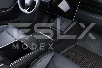 2024-Up Tesla Model 3, 2025-Up Model Y Carbon Fiber Interior Central Storage Box Cover image 5