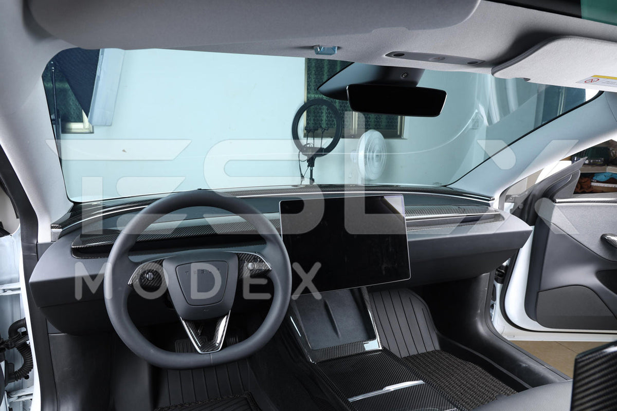 2024-Up Tesla Model 3, 2025-Up Model Y Carbon Fiber Interior Front Dashboard Cover image 5