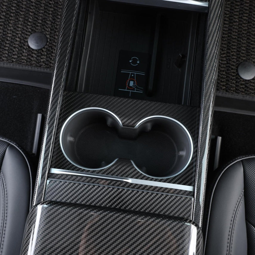 2024-Up Tesla Model 3, 2025-Up Model Y Carbon Fiber Interior Water Cup Frame image 2