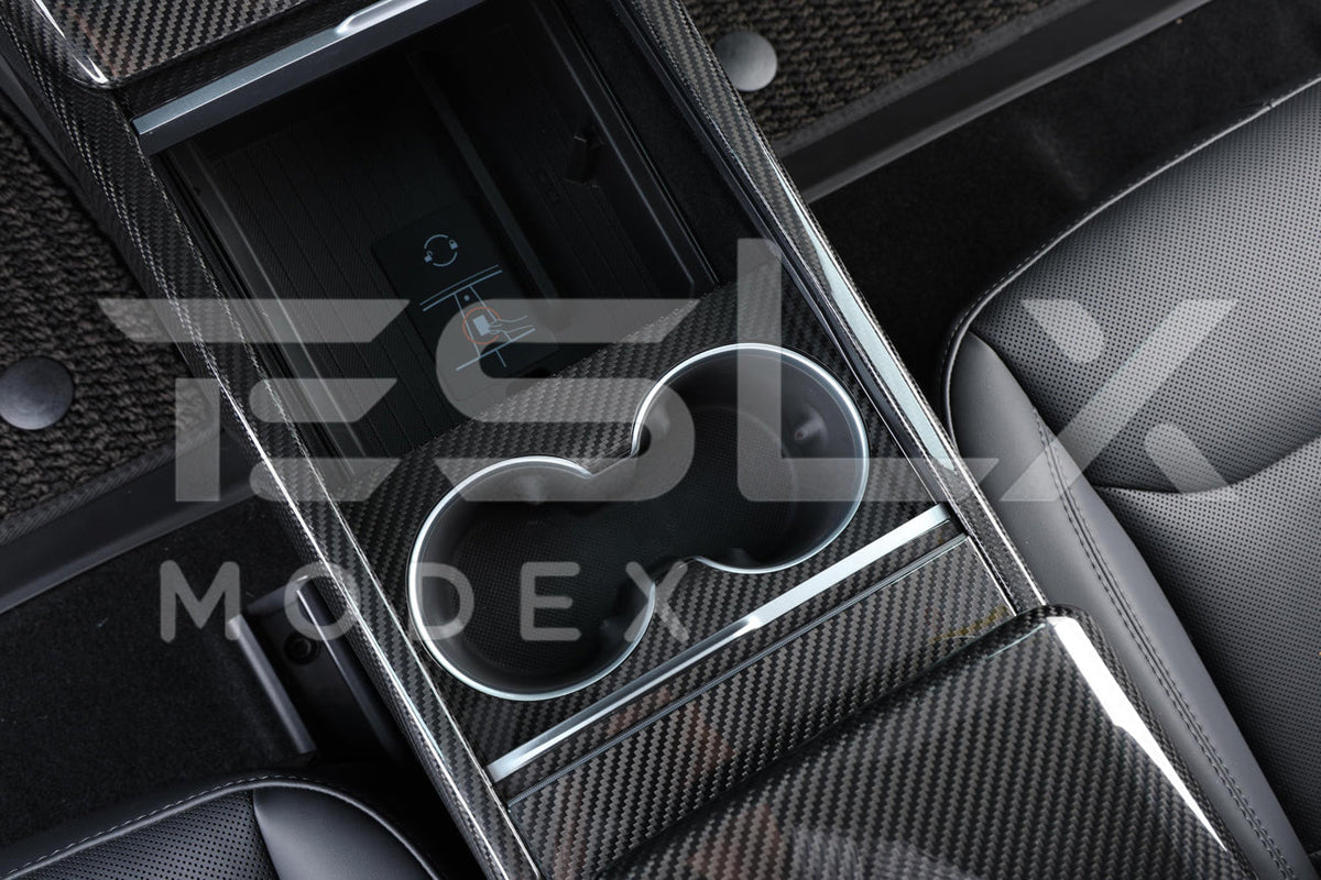 2024-Up Tesla Model 3, 2025-Up Model Y Carbon Fiber Interior Water Cup Frame image 4