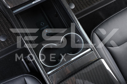 2024-Up Tesla Model 3, 2025-Up Model Y Carbon Fiber Interior Water Cup Frame image 4