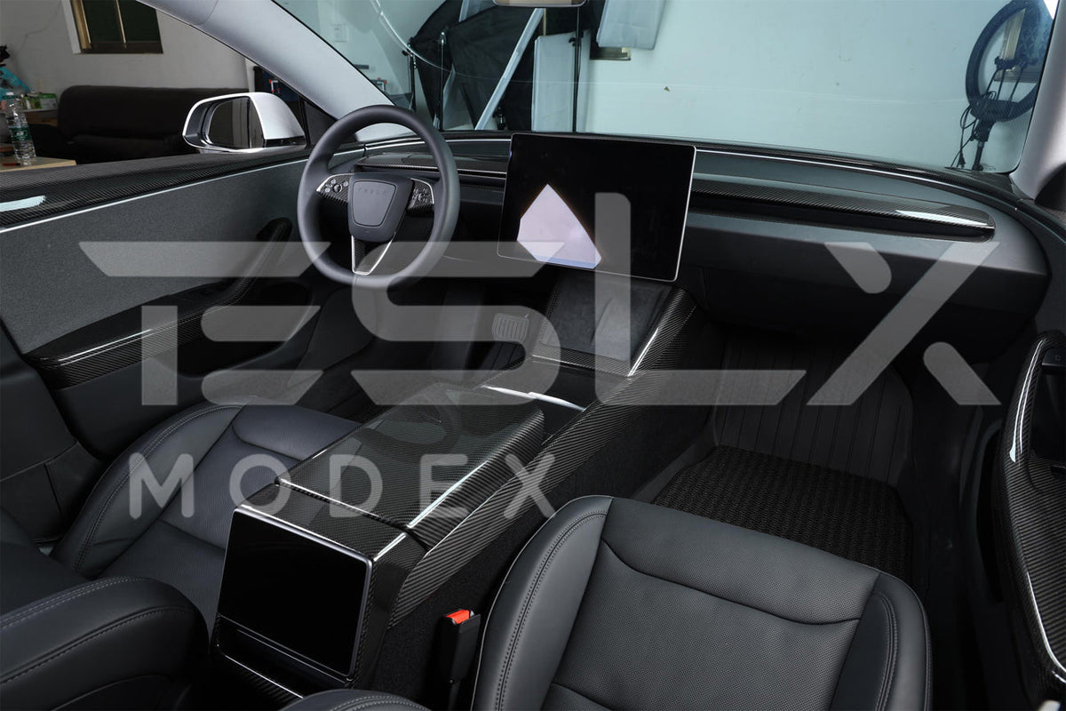 2020-23 Tesla Model 3 20-25Y Carbon Fiber Interior Center Console Shift Sides image 17