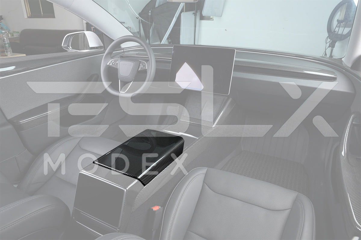 2020-Up Tesla Model 3 Y Carbon Fiber Interior Center Armrest Cover image 16
