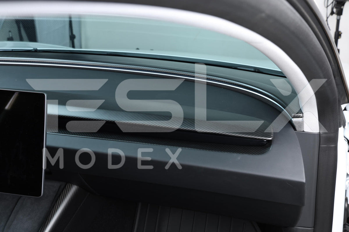 2024-Up Tesla Model 3, 2025-Up Model Y Carbon Fiber Interior Front Dashboard Cover image 7