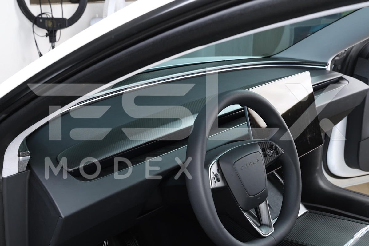 2024-Up Tesla Model 3, 2025-Up Model Y Carbon Fiber Interior Front Dashboard Cover image 3