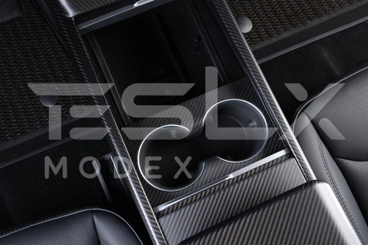 2024-Up Tesla Model 3, 2025-Up Model Y Carbon Fiber Interior Water Cup Frame image 5