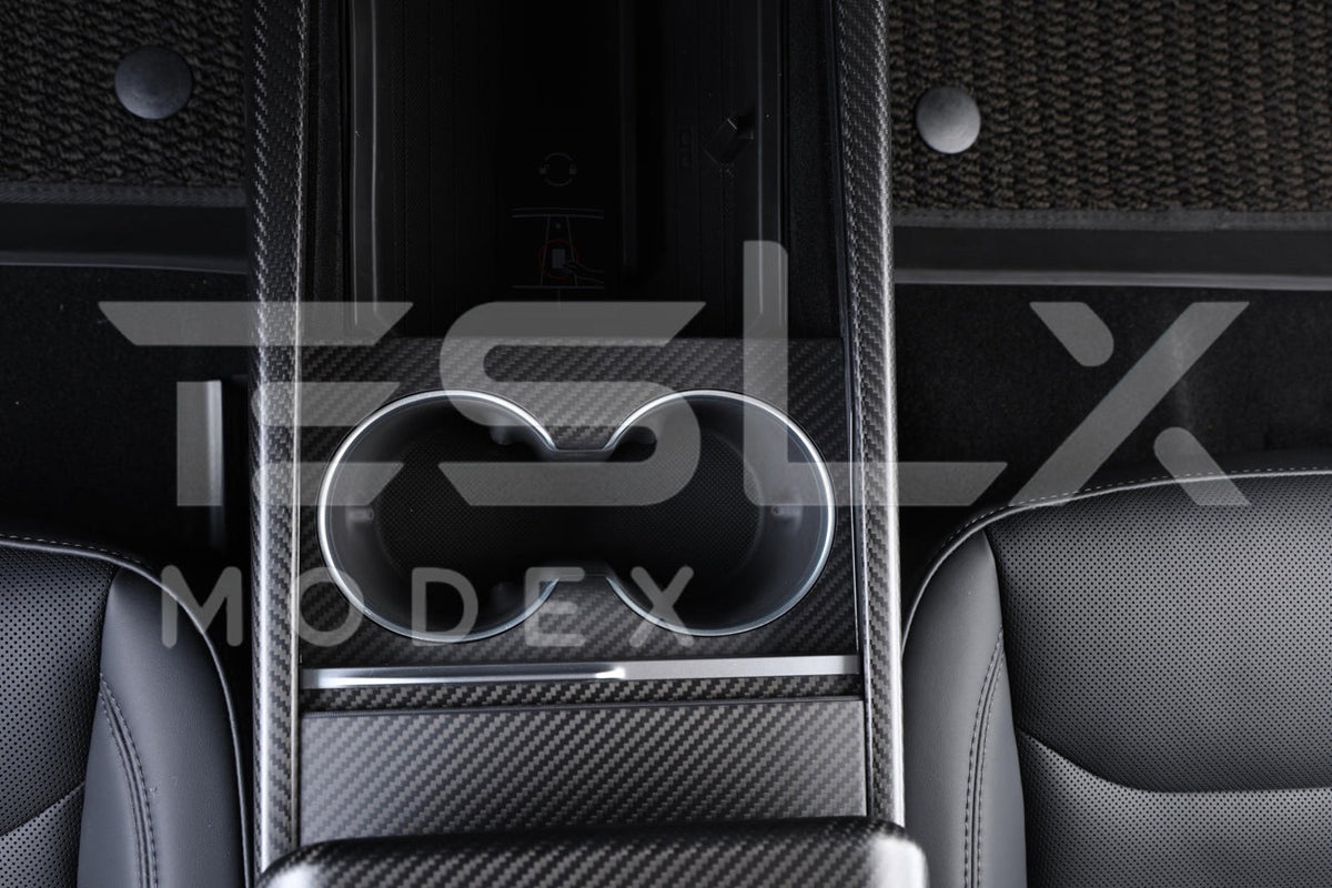 2024-Up Tesla Model 3, 2025-Up Model Y Carbon Fiber Interior Water Cup Frame image 3