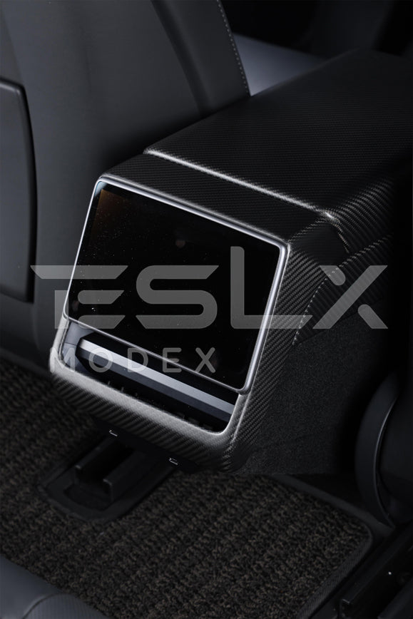 2024-Up Tesla Model 3, 2025-Up Model Y Carbon Fiber Interior Rear Display Frame Cover image 3