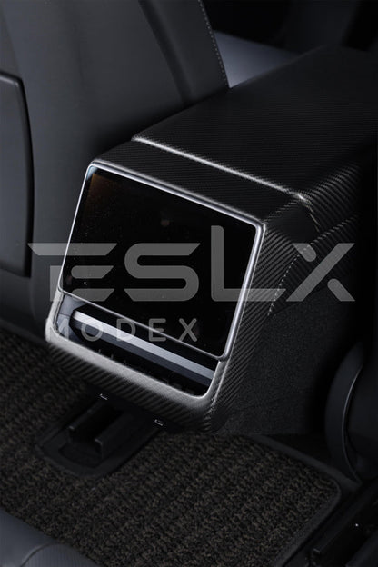 2024-Up Tesla Model 3, 2025-Up Model Y Carbon Fiber Interior Rear Display Frame Cover image 3