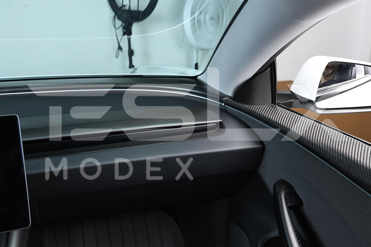 2017-Up Tesla Model 3 20-24 Y Carbon Fiber Interior Instrument Trim image 14