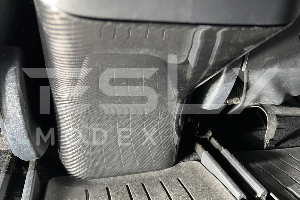 2020-23 Tesla Model 3 20-24 Y Carbon Fiber Interior Rear Anti-Kick Plate Cover image 3
