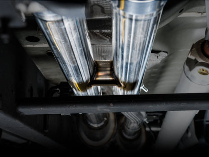 AWE 0FG Catback Split Rear Exit Exhaust for 4th Gen Silverado/Sierra 1500 6.2L (with bumper cutouts) - Quad Chrome Silver Tips image 12