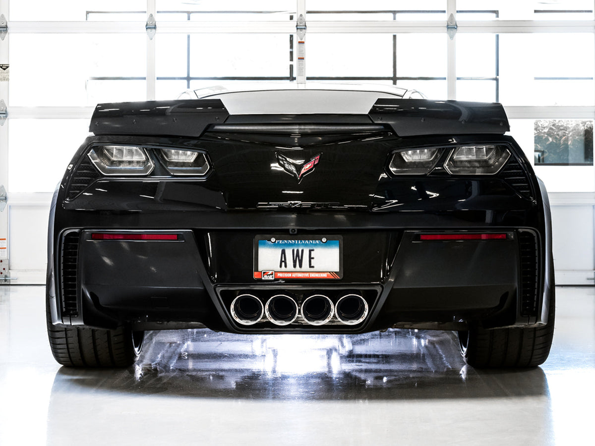 AWE Touring Edition Axleback Exhaust for C7 Corvette Stingray / Z51 / Grand Sport / Z06 / ZR1 -- Chrome Silver Tips (includes AWE AFM valve simulators) image 5