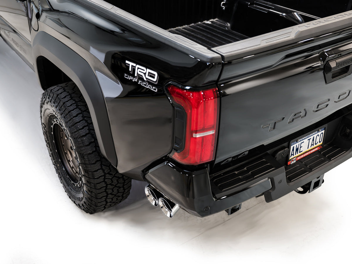 AWE 0FG Exhaust for 4th Gen Toyota Tacoma - Dual Chrome Silver Tips image 6