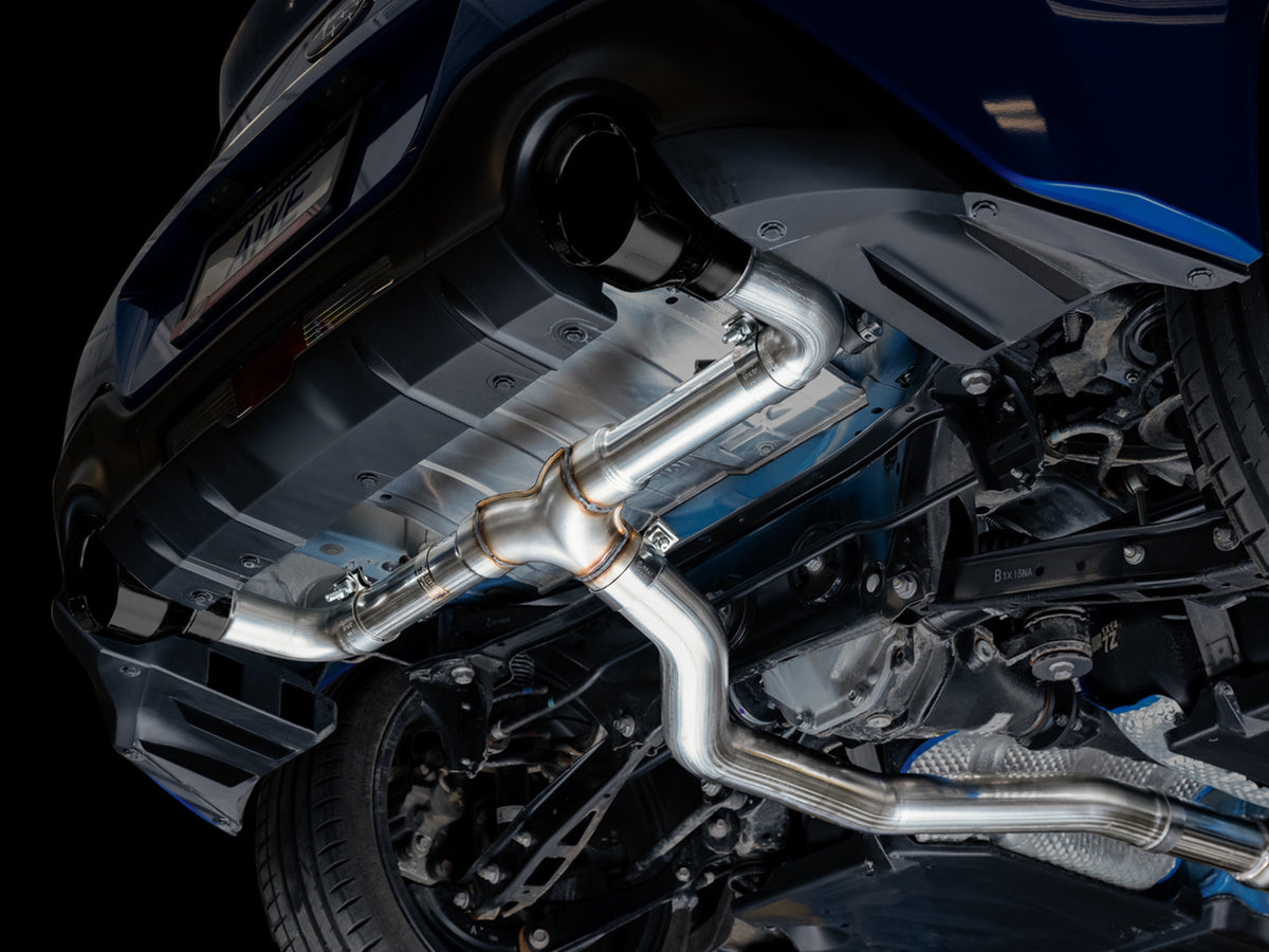 AWE Track Edition Exhaust for Subaru BRZ / Toyota GR86 / Toyota 86 / Scion FR-S - Diamond Black Tips image 5