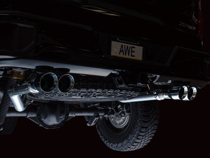 AWE 0FG Catback Exhaust for Silverado ZR2/Sierra AT4X - Quad Chrome Silver Tips image 2