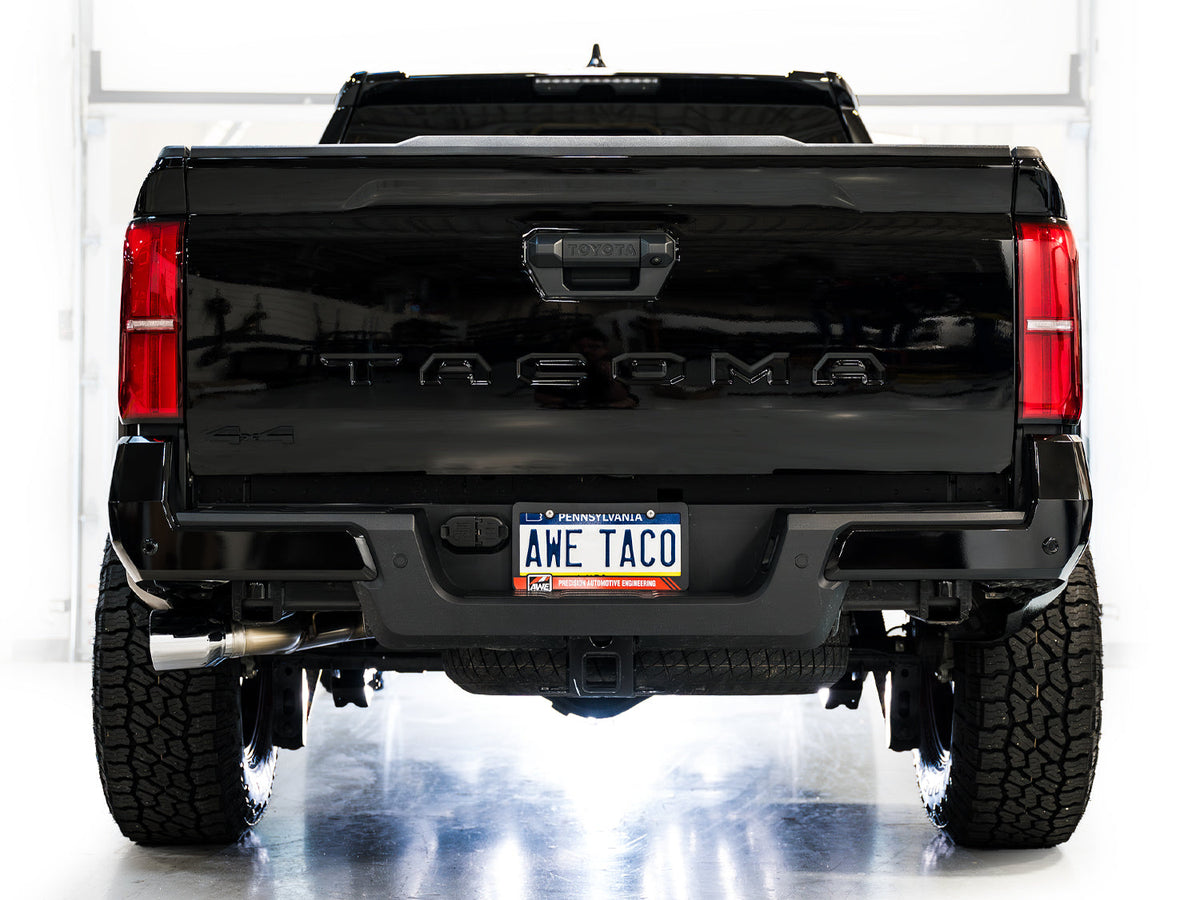 AWE 0FG Exhaust for 4th Gen Toyota Tacoma - Dual Chrome Silver Tips image 4
