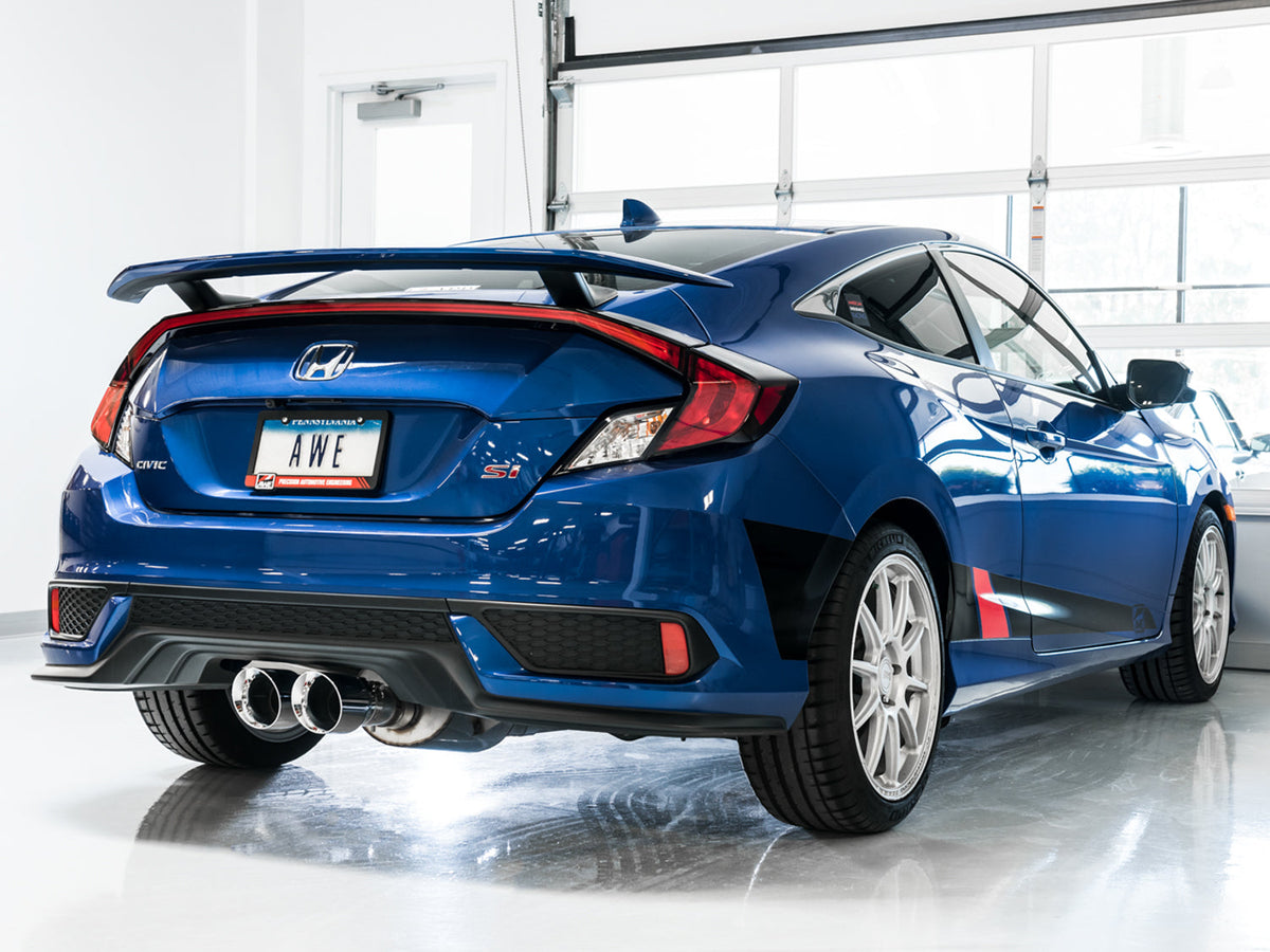 AWE Touring Edition Exhaust for 10th Gen Civic Si Coupe / Sedan (includes Front Pipe) - Dual Chrome Silver Tips image 4