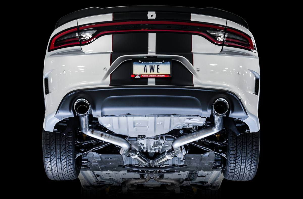 AWE Track Edition Exhaust for 15+ Charger 6.4 / 6.2 SC - Chrome Silver Tips image 2