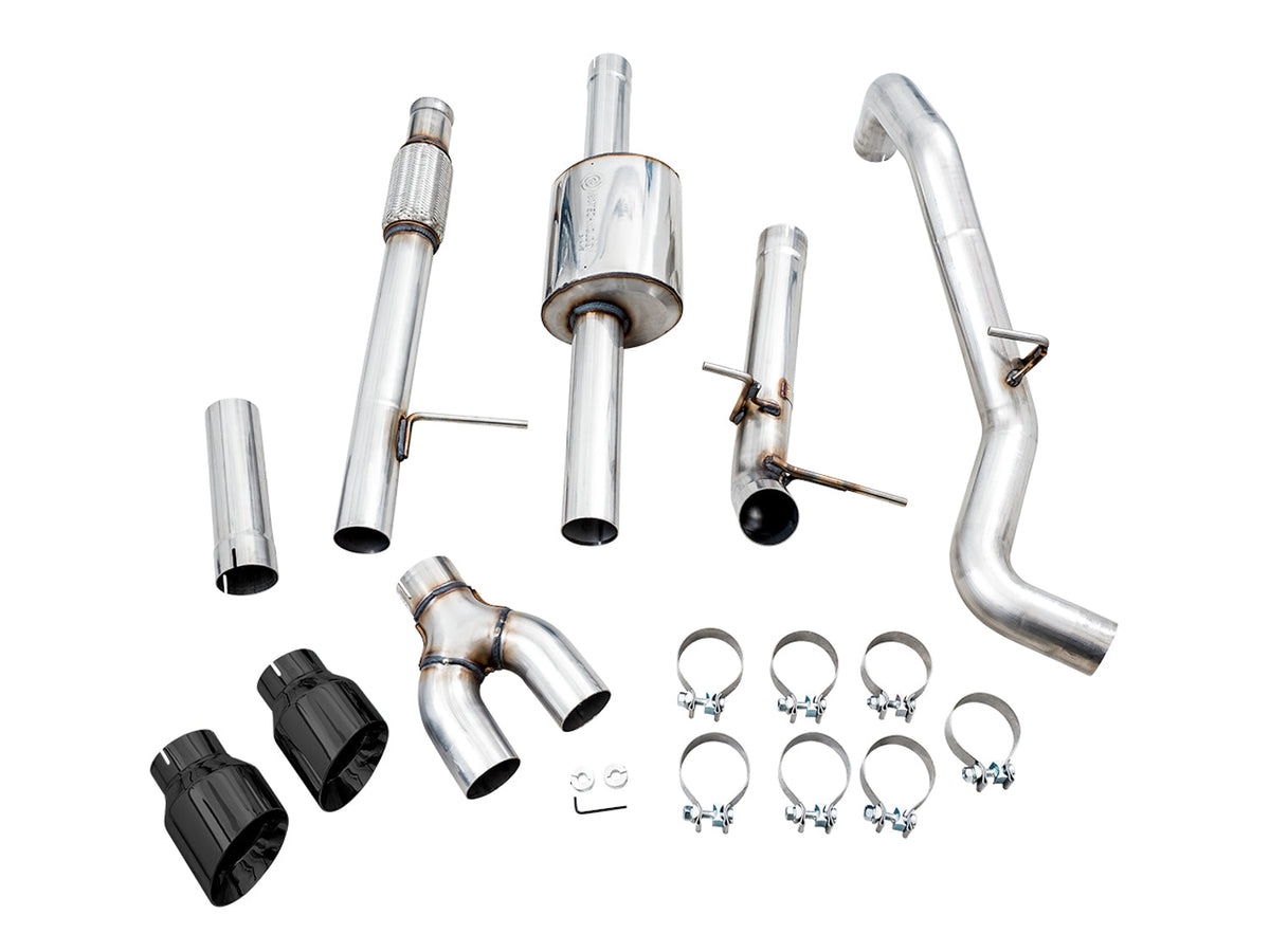 AWE 0FG Catback Dual Side Exit Exhaust for 4th Gen Silverado/Sierra 1500 5.3L (Flat Bumper) - Diamond Black Tips image 4