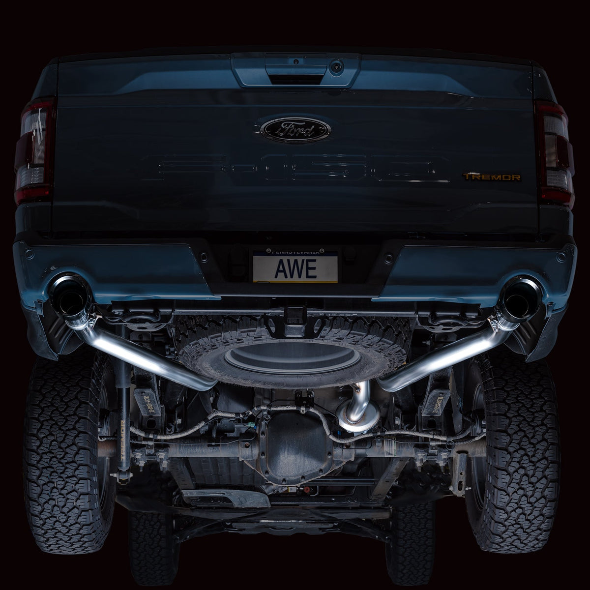 AWE 0FG Non-Resonated Catback for '21+ Ford F-150 Tremor (With Bumper Cutouts) - Diamond Black Tips image 12