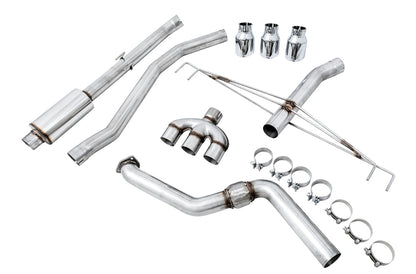AWE Track Edition Exhaust for FK8 Civic Type R (includes Front Pipe) - Triple Chrome Silver Tips image 6