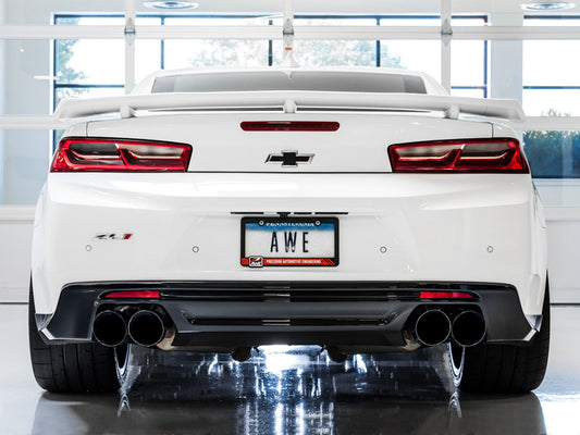 AWE Touring Edition Cat-back Exhaust for Gen6 Camaro SS / ZL1 / LT1 - Resonated - Diamond Black Tips (Quad Outlet) image 2