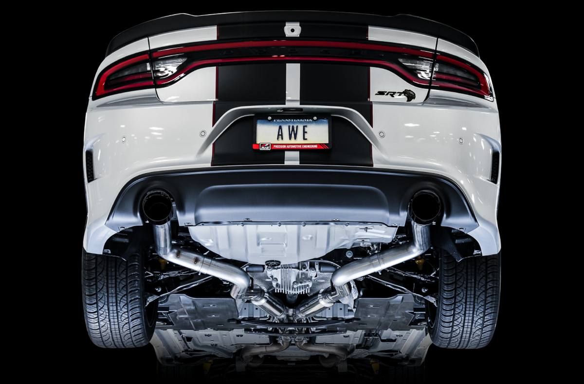 AWE Track Edition Exhaust for 17+ Charger 5.7 - Diamond Black Tips image 2