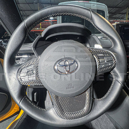 2020-Up Toyota Supra Carbon Fiber Steering Wheel Trim Cover image 5