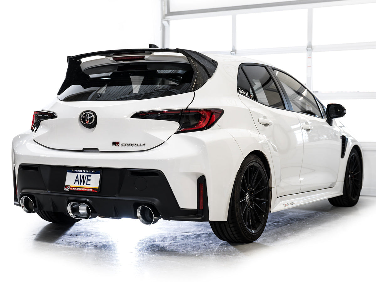 AWE Track Edition Exhaust for GR Corolla - Chrome Silver Tips image 2