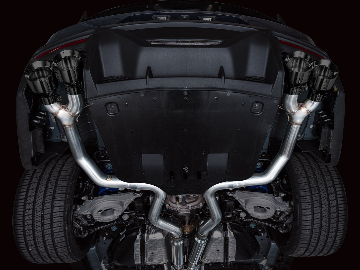 AWE Track Edition Exhaust for S650 Ford Mustang Dark Horse - Quad Diamond Black Tips image 10