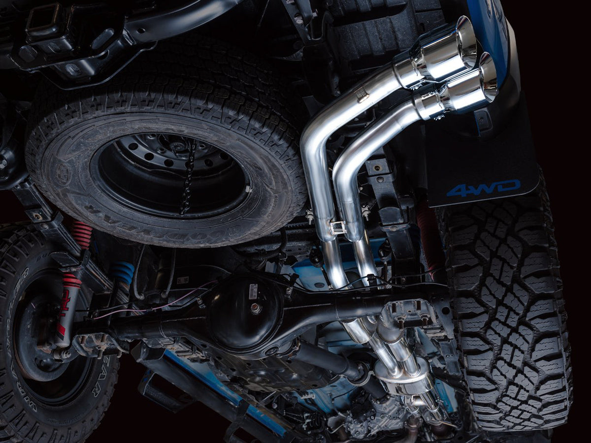 AWE 0FG Exhaust with BashGuard for 3rd Gen Tacoma - Dual Chrome Silver Tips image 8